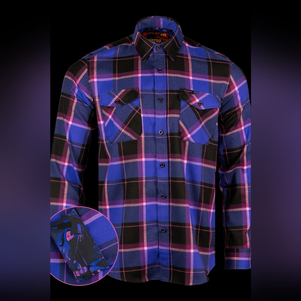 Retro Rifle Mortal Kombat Men's Large LS Flannel Shirt BNIB NWT Ships Free ASAP